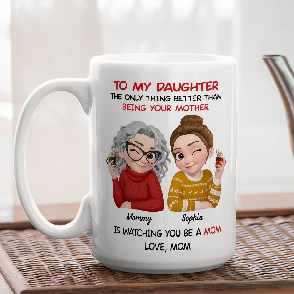 To My Daughter Cartoonize Christmas - Personalized Custom Coffee Mug - Image 5