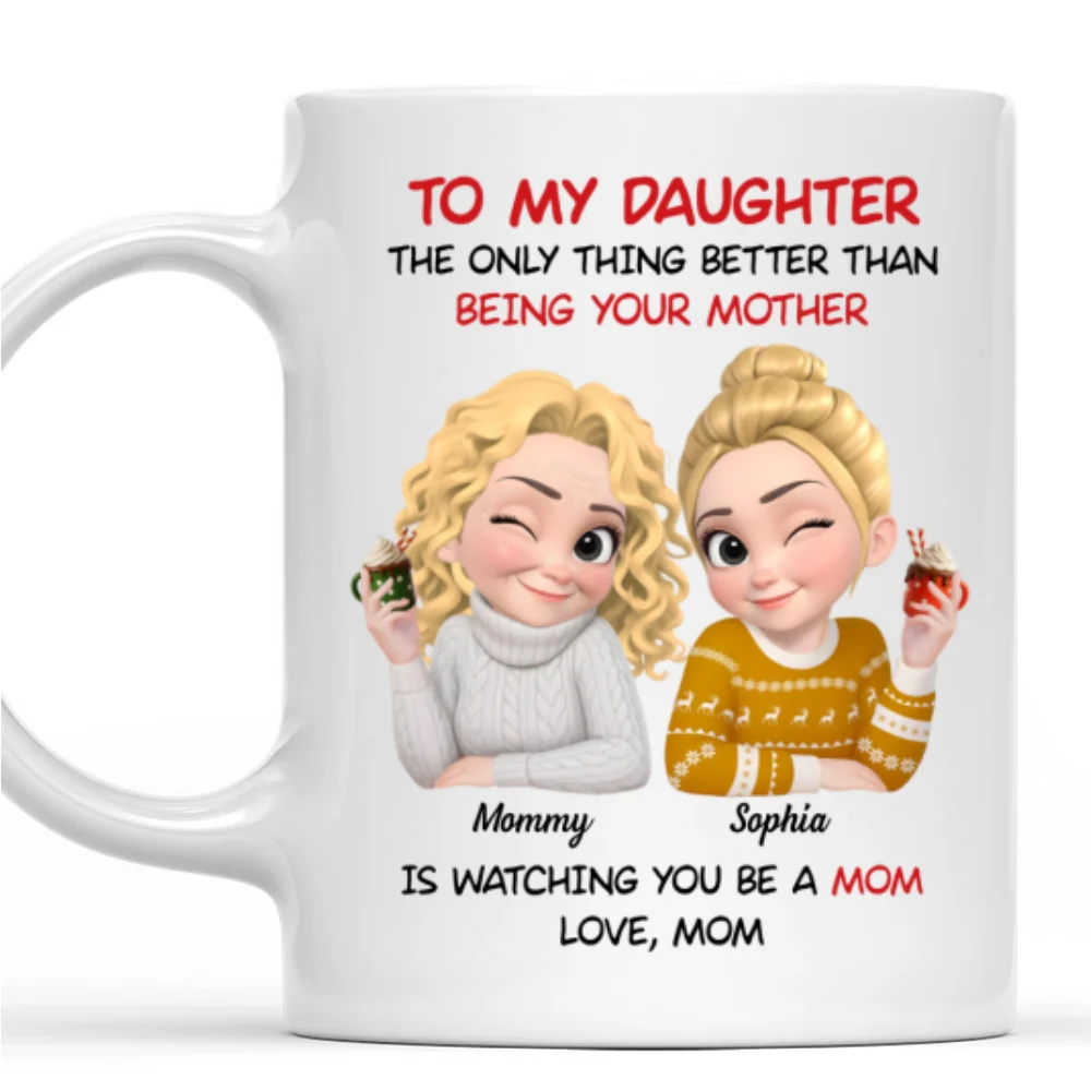 To My Daughter Cartoonize Christmas - Personalized Custom Coffee Mug - Image 8