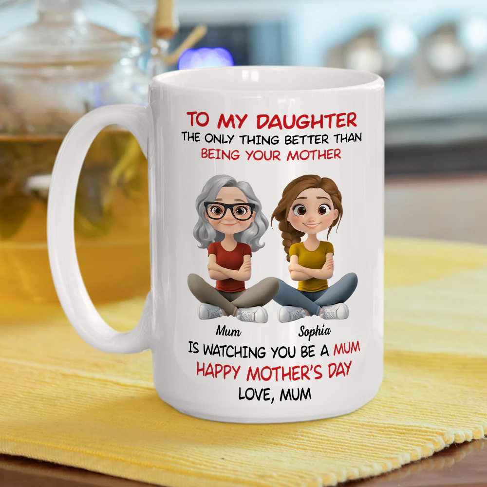 To My Daughter Cartoonize - Personalized Custom Coffee Mug - Image 4