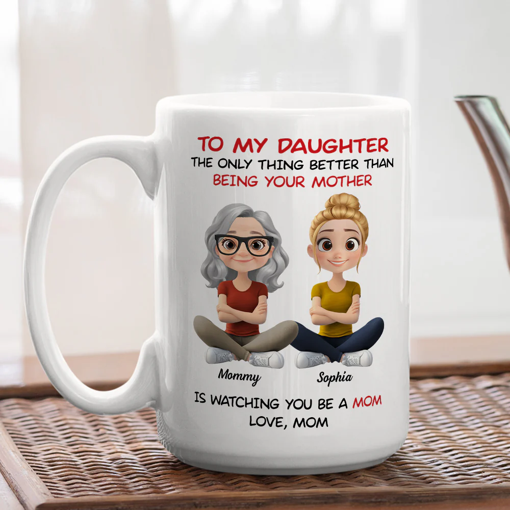To My Daughter Cartoonize - Personalized Custom Coffee Mug - Image 5