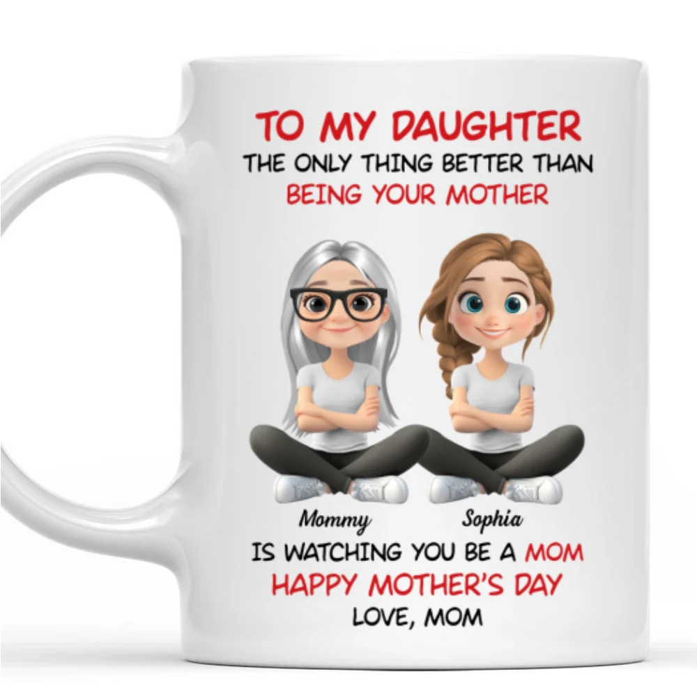 To My Daughter Cartoonize - Personalized Custom Coffee Mug - Image 7