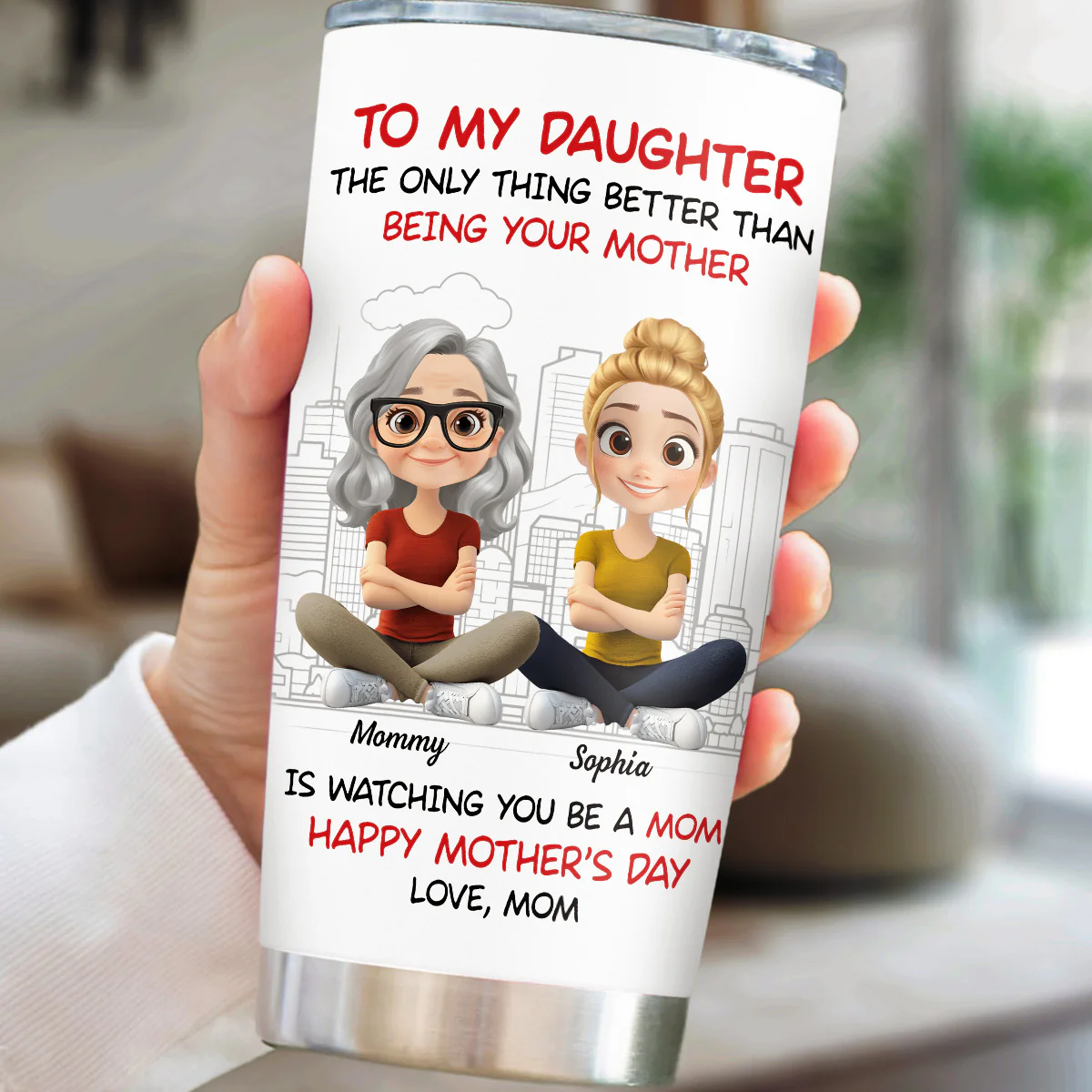 To My Daughter Cartoonize - Personalized Custom Tumbler - Image 2