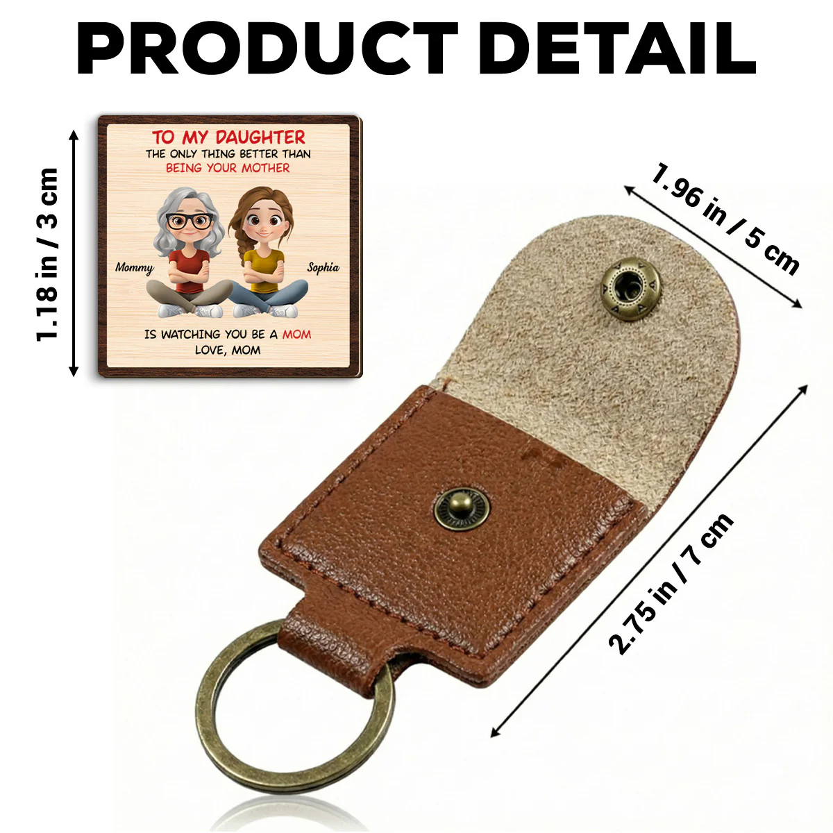 To My Daughter Cartoonize - Personalized Custom Wooden Pocket Hug - Image 5