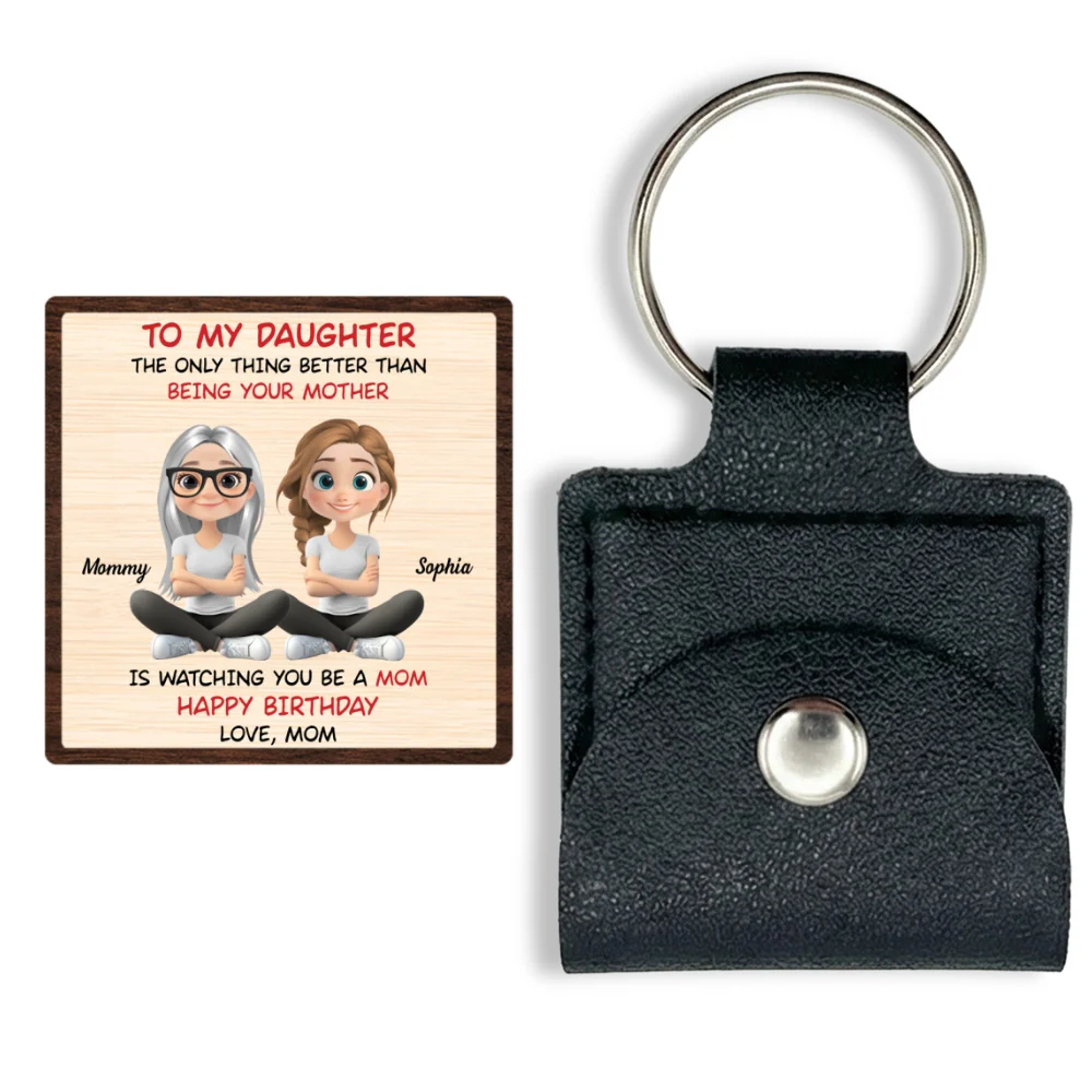 To My Daughter Cartoonize - Personalized Custom Wooden Pocket Hug - Image 6