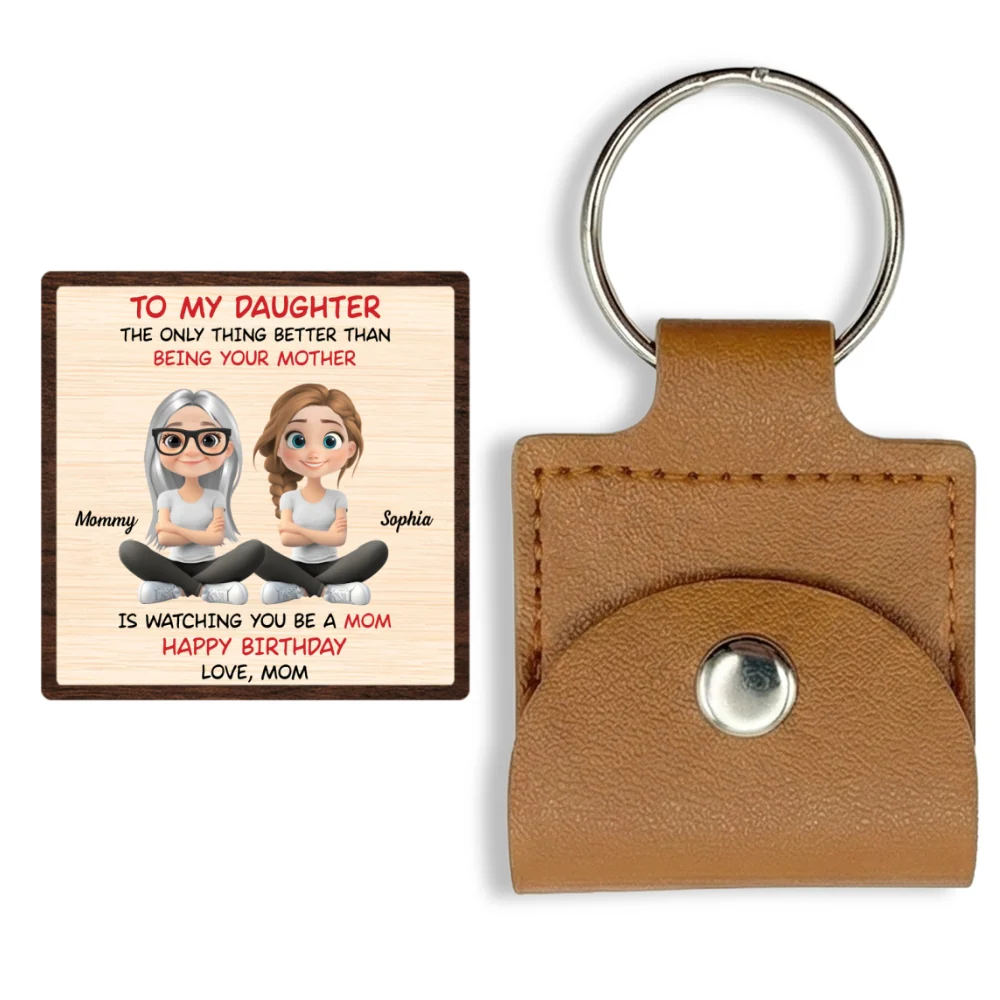 To My Daughter Cartoonize - Personalized Custom Wooden Pocket Hug - Image 7
