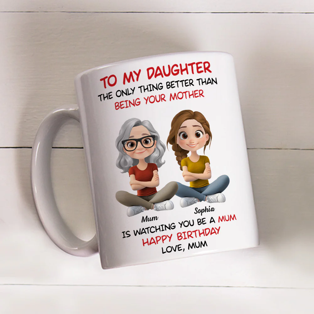 To My Daughter Cartoonize Version 2 - Personalized Custom Coffee Mug - Image 3