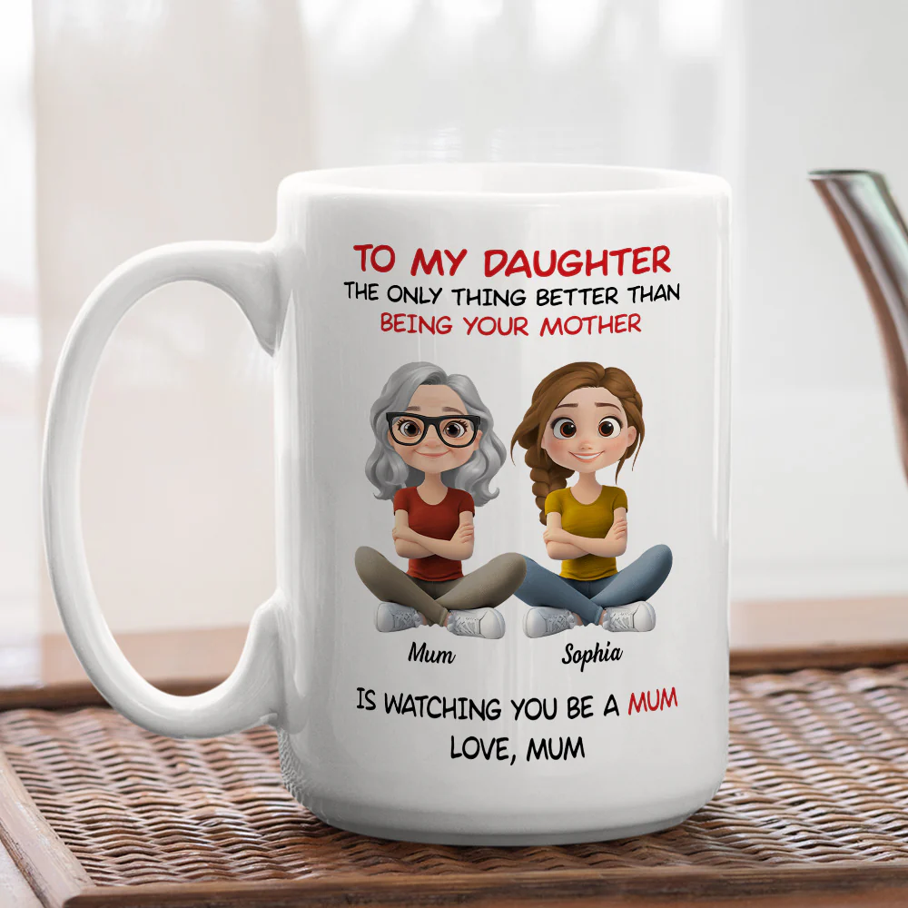 To My Daughter Cartoonize Version 2 - Personalized Custom Coffee Mug - Image 4