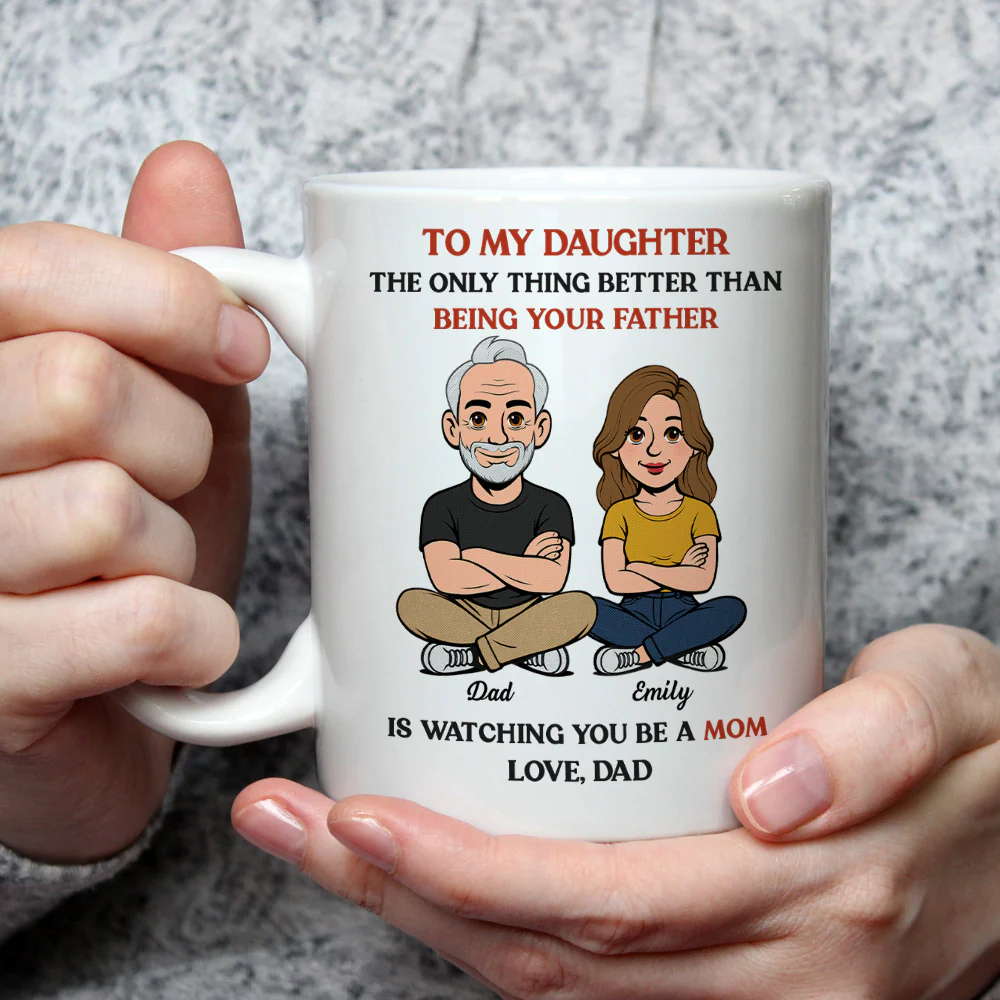 To My Daughter From Dad Retro Style - Personalized Custom Coffee Mug - Image 3