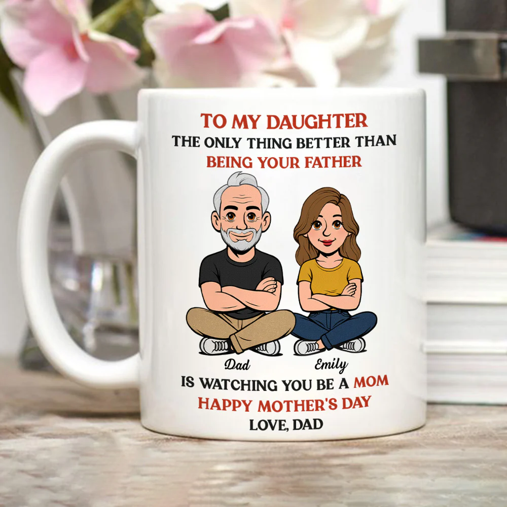 To My Daughter From Dad Retro Style - Personalized Custom Coffee Mug - Image 4