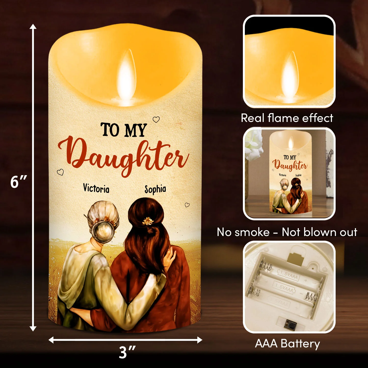 To My Daughter I Love You - Personalized Custom LED Candle - Image 5