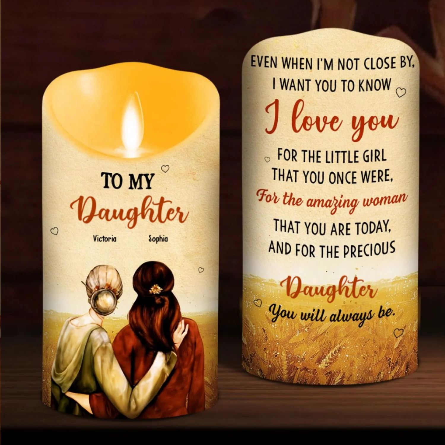 To My Daughter I Love You - Personalized Custom LED Candle - Image 6