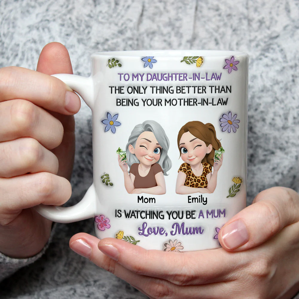 To My Daughter In Law Cartoon - Personalized Custom 3D Inflated Effect Mug - Image 2