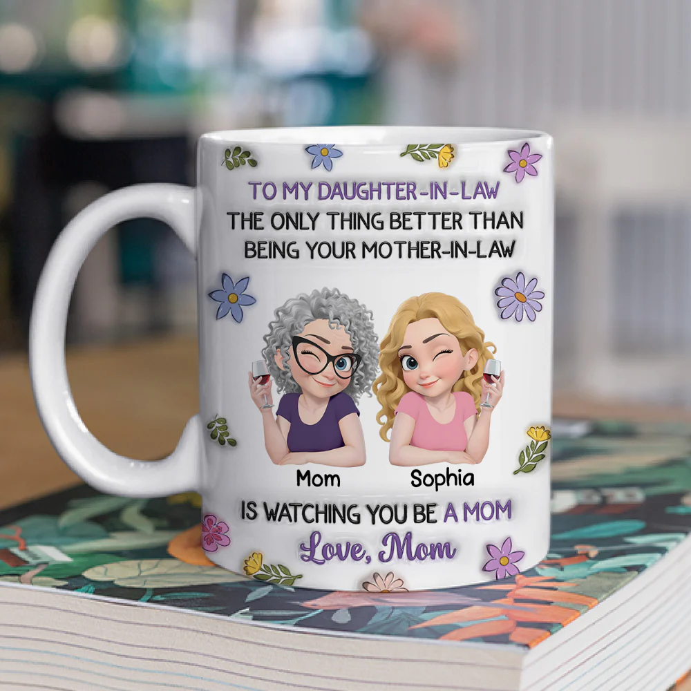 To My Daughter In Law Cartoon - Personalized Custom 3D Inflated Effect Mug - Image 3