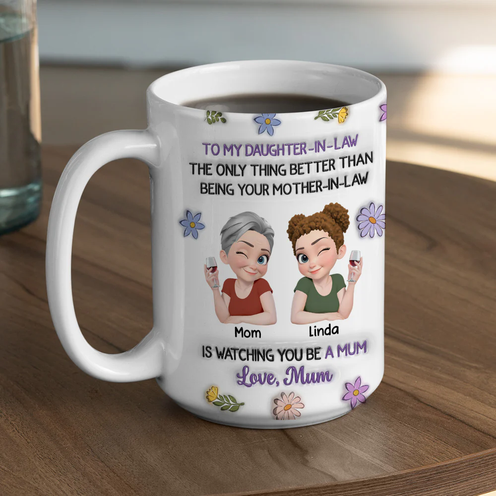 To My Daughter In Law Cartoon - Personalized Custom 3D Inflated Effect Mug - Image 4