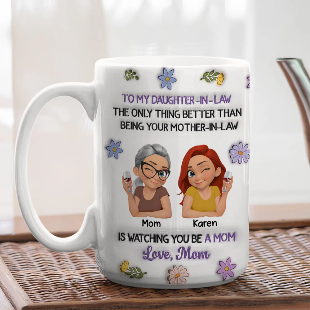 To My Daughter In Law Cartoon - Personalized Custom 3D Inflated Effect Mug - Image 5