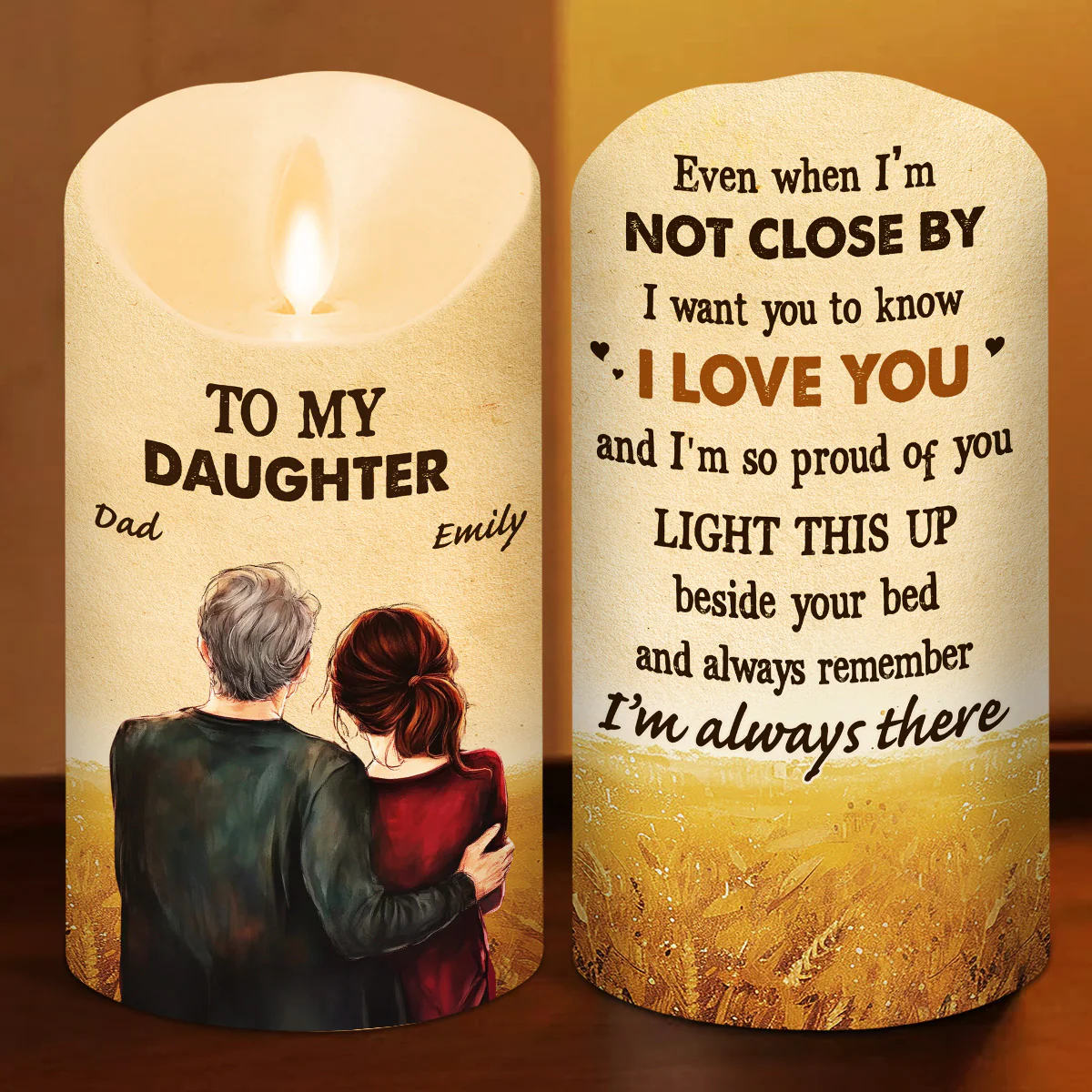 To My Daughter Love Dad - Personalized Custom LED Candle - Image 4