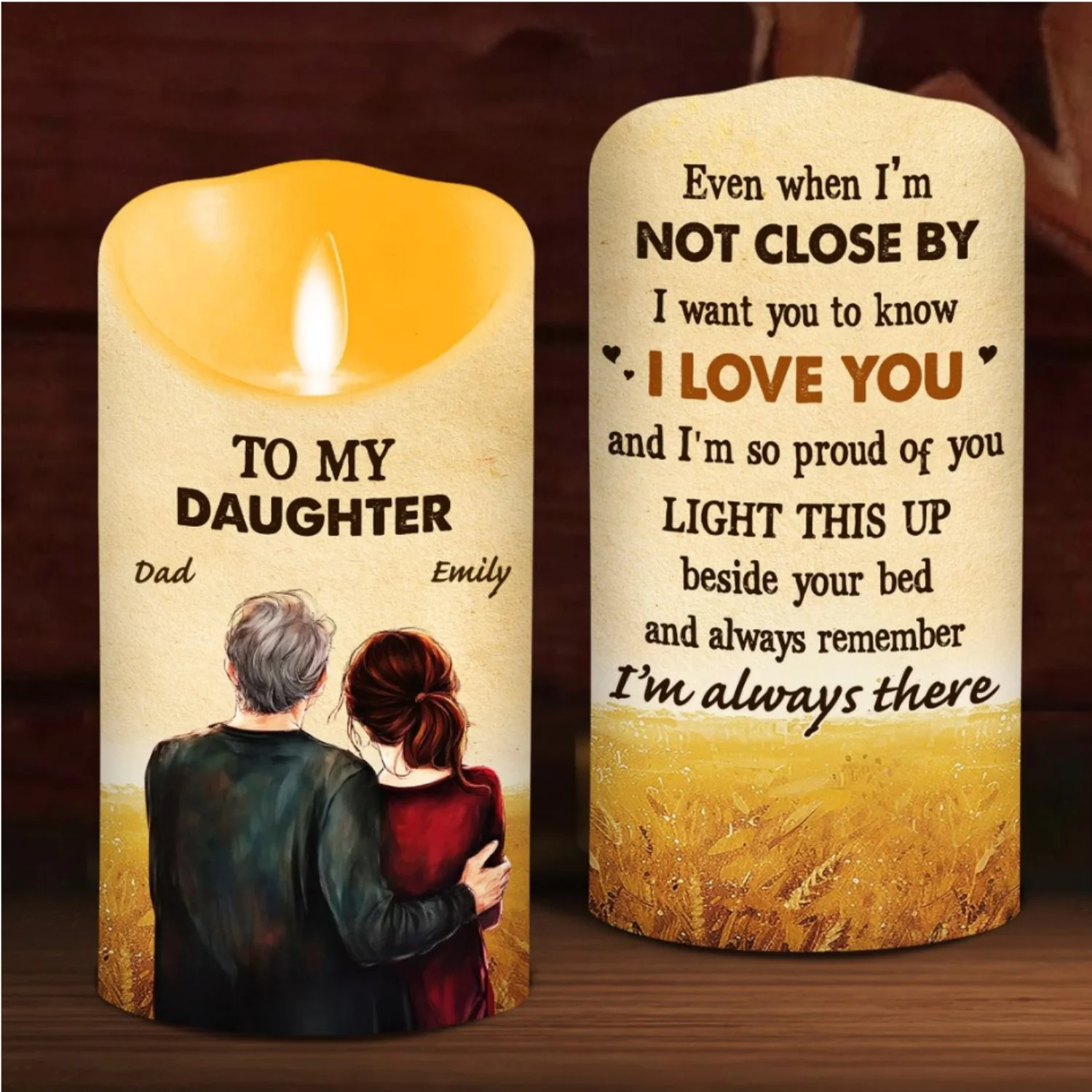 To My Daughter Love Dad - Personalized Custom LED Candle - Image 7