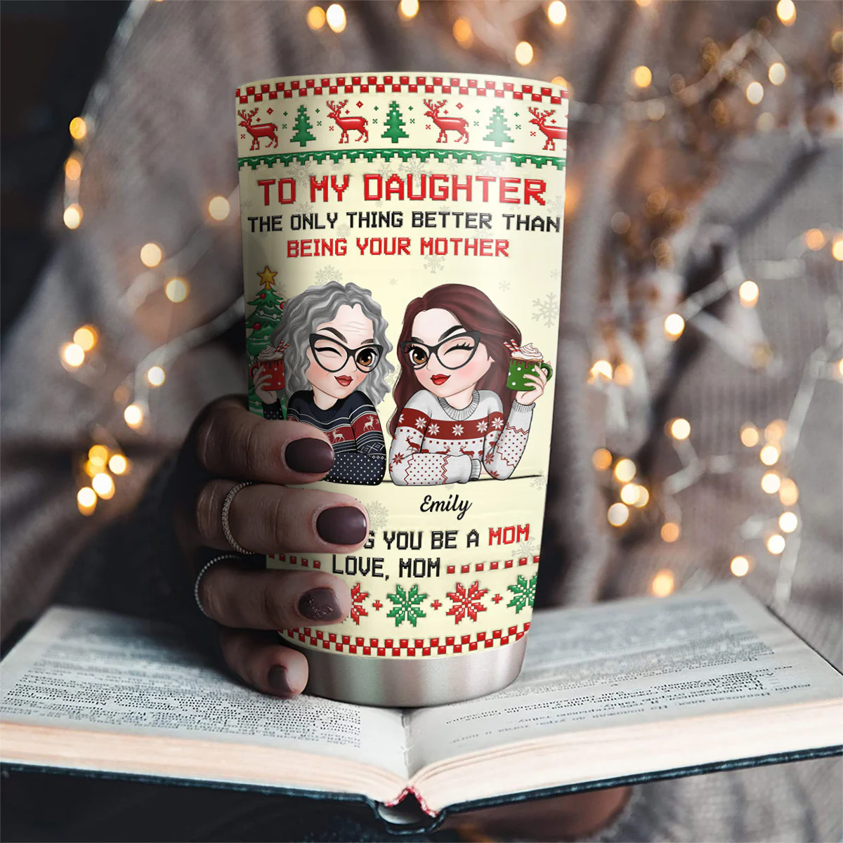 To My Daughter Merry Christmas - Personalized Custom 3D Inflated Effect Tumbler - Image 5