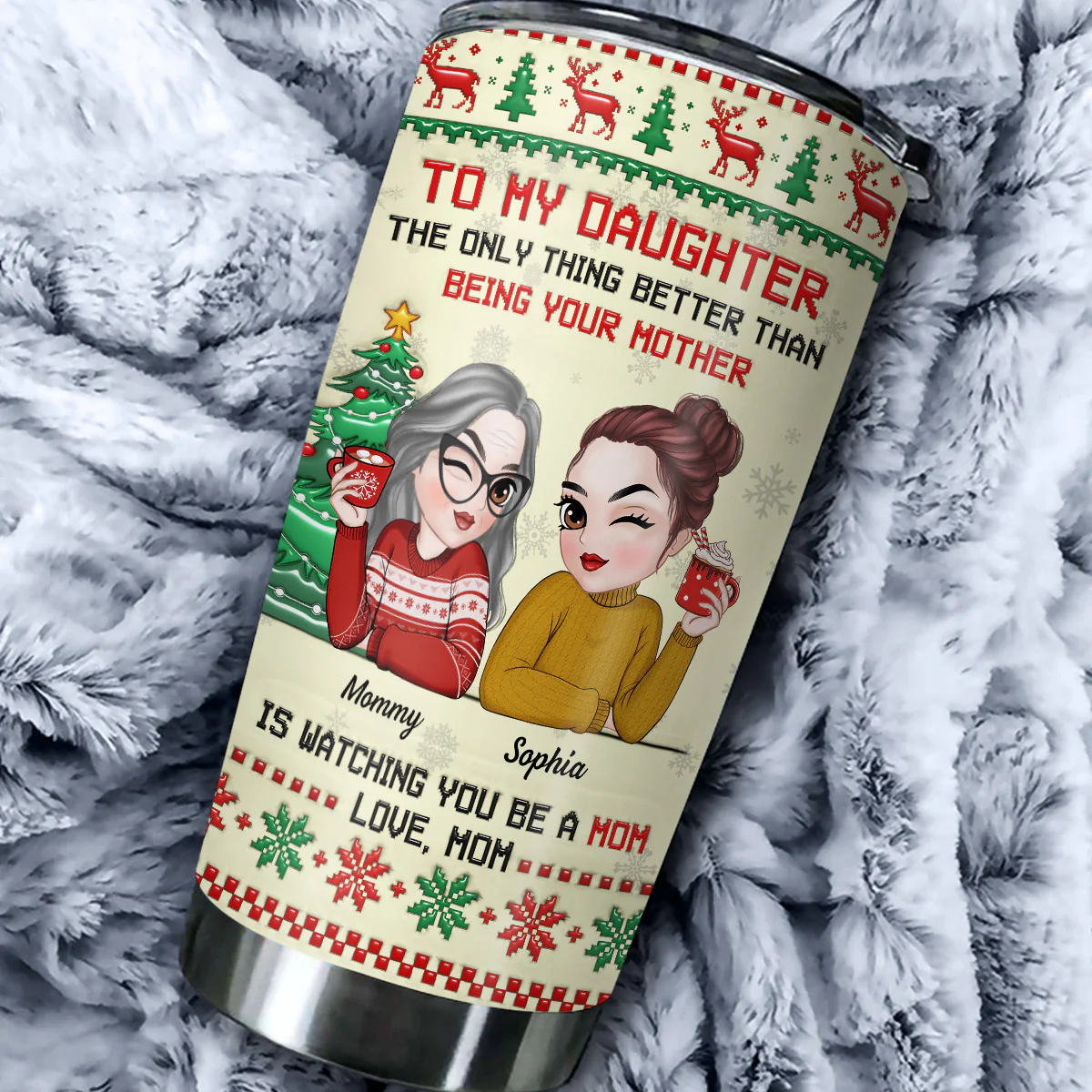 To My Daughter Merry Christmas - Personalized Custom 3D Inflated Effect Tumbler - Image 6