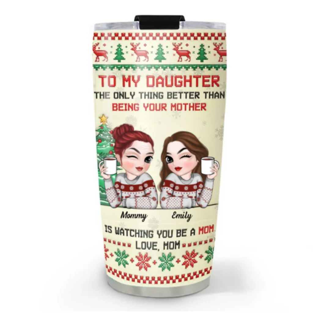 To My Daughter Merry Christmas - Personalized Custom 3D Inflated Effect Tumbler - Image 7