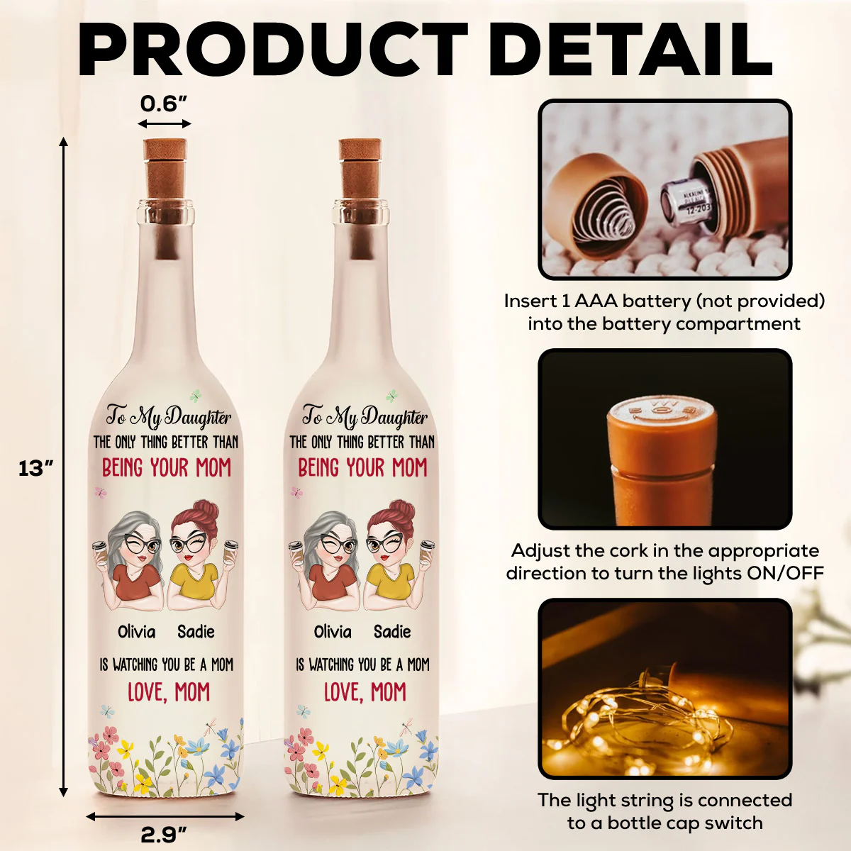 To My Daughter - Personalized Custom Bottle Lamp - Image 6