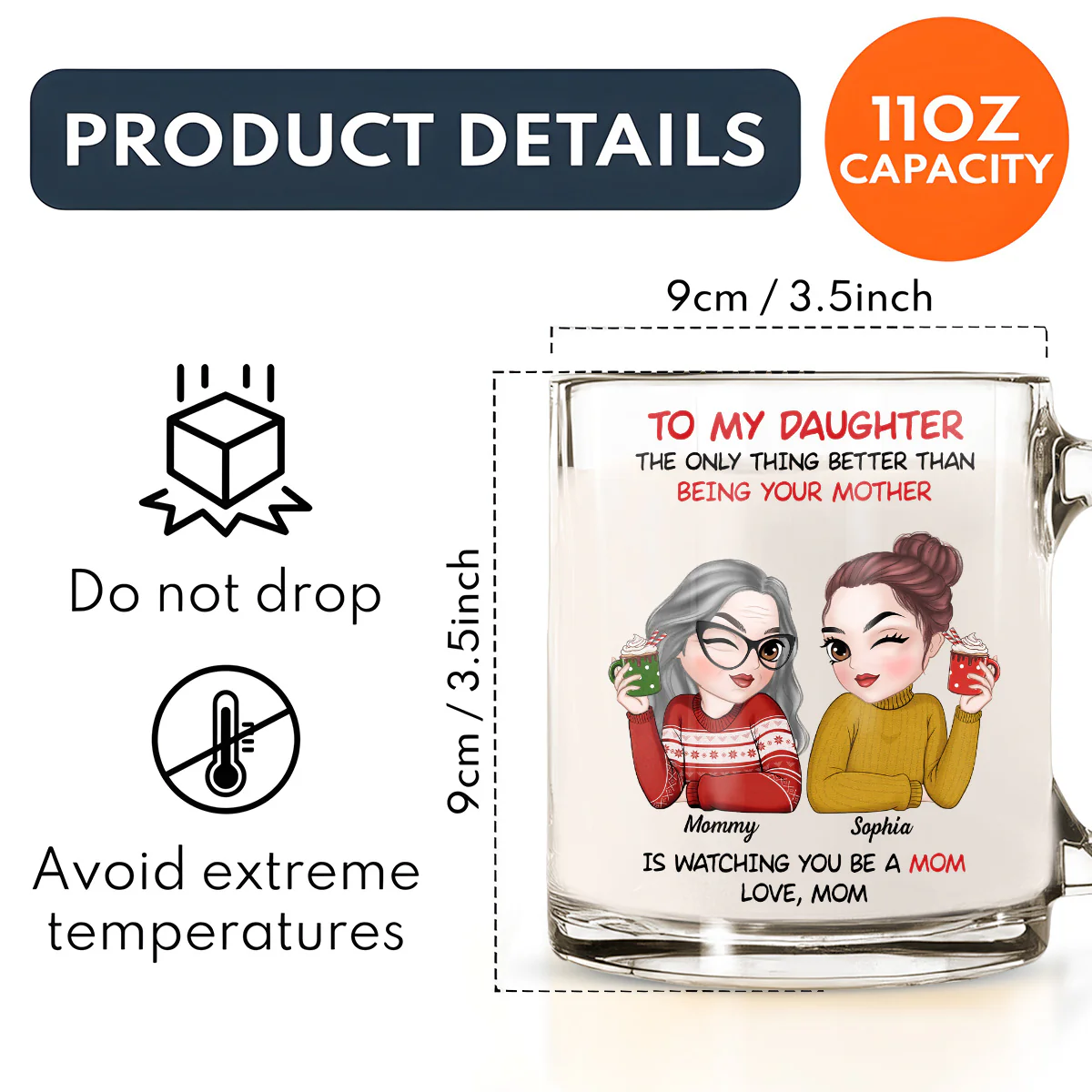 To My Daughter  - Personalized Custom Glass Mug - Image 5