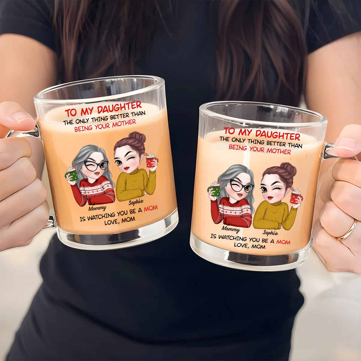To My Daughter  - Personalized Custom Glass Mug - Image 6
