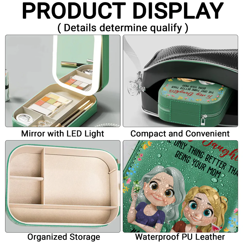 To My Daughter - Personalized Custom Jewelry Box With LED Mirror - Image 4