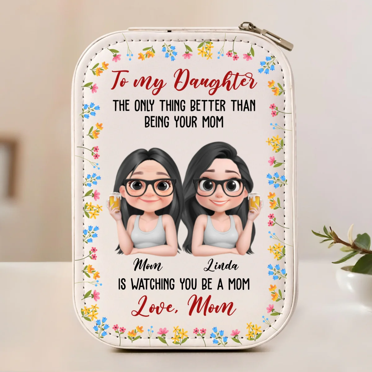 To My Daughter - Personalized Custom Jewelry Box With LED Mirror - Image 6
