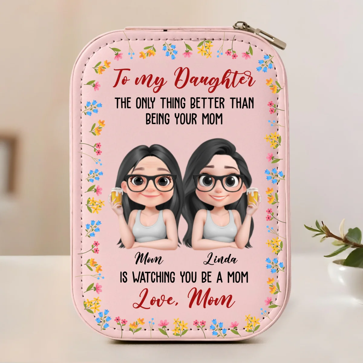 To My Daughter - Personalized Custom Jewelry Box With LED Mirror - Image 7