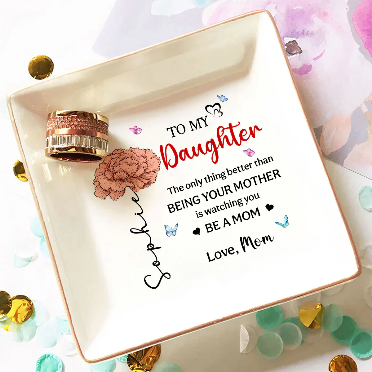 To My Daughter - Personalized Custom Jewelry Dish - Image 2