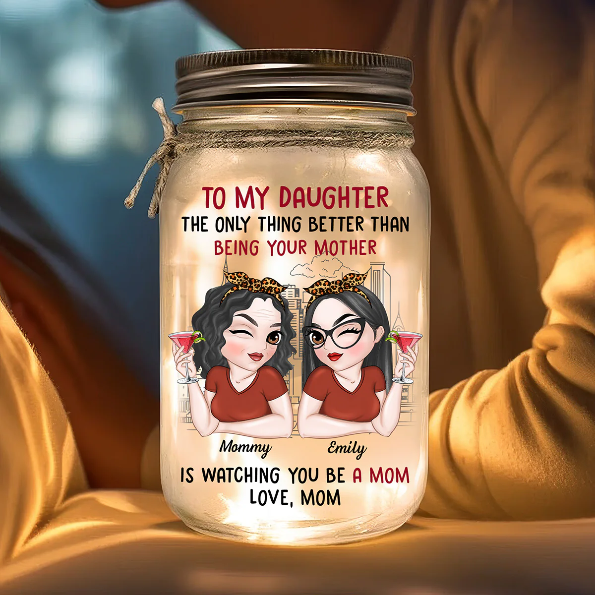 To My Daughter - Personalized Custom Mason Jar Light - Image 2