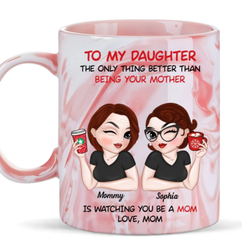 To My Daughter - Personalized Custom Pink Marble Mug - Image 6