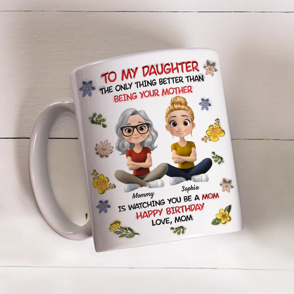 To My Daughter With Love - Personalized Custom 3D Inflated Effect Mug - Image 3