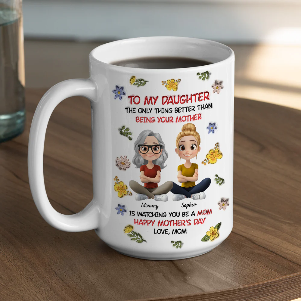 To My Daughter With Love - Personalized Custom 3D Inflated Effect Mug - Image 6