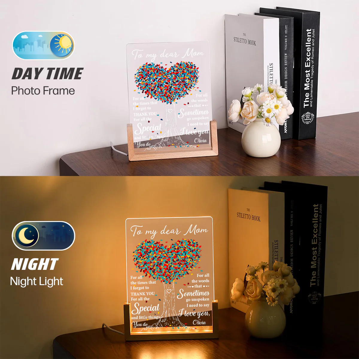 To My Dear Mom - Personalized Custom Plaque With Walnut Base - Image 5