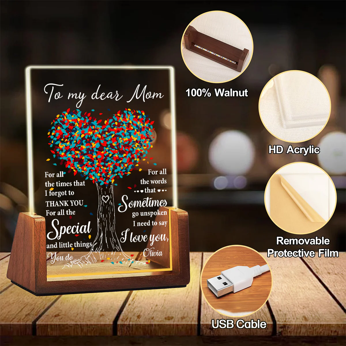 To My Dear Mom - Personalized Custom Plaque With Walnut Base - Image 6
