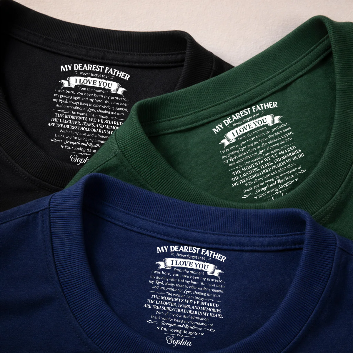 To My Dearest Father - Personalized Custom Inside Neck Print T-Shirt - Image 4