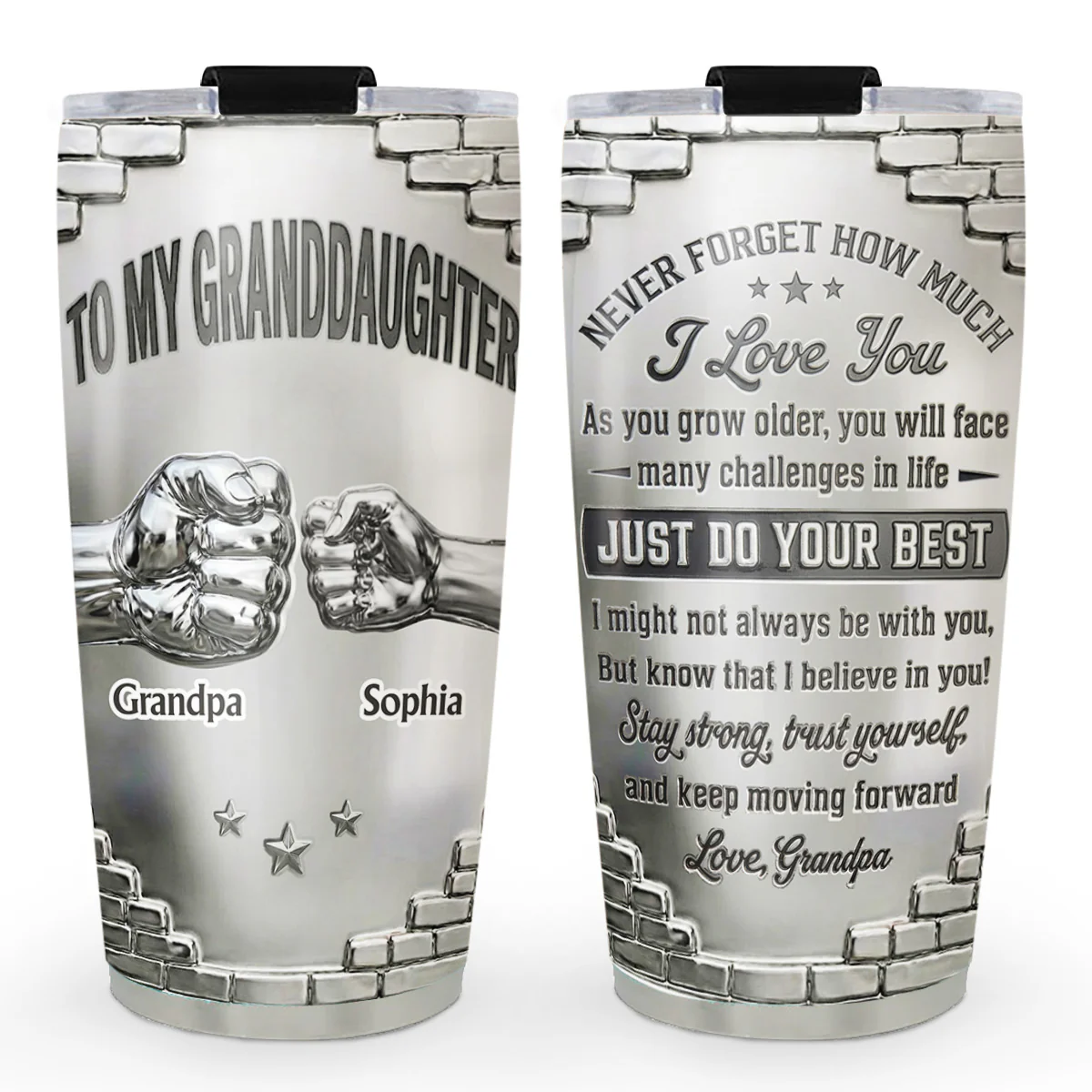 To My Granddaughter I Believe In You - Personalized Custom 3D Effect Tumbler