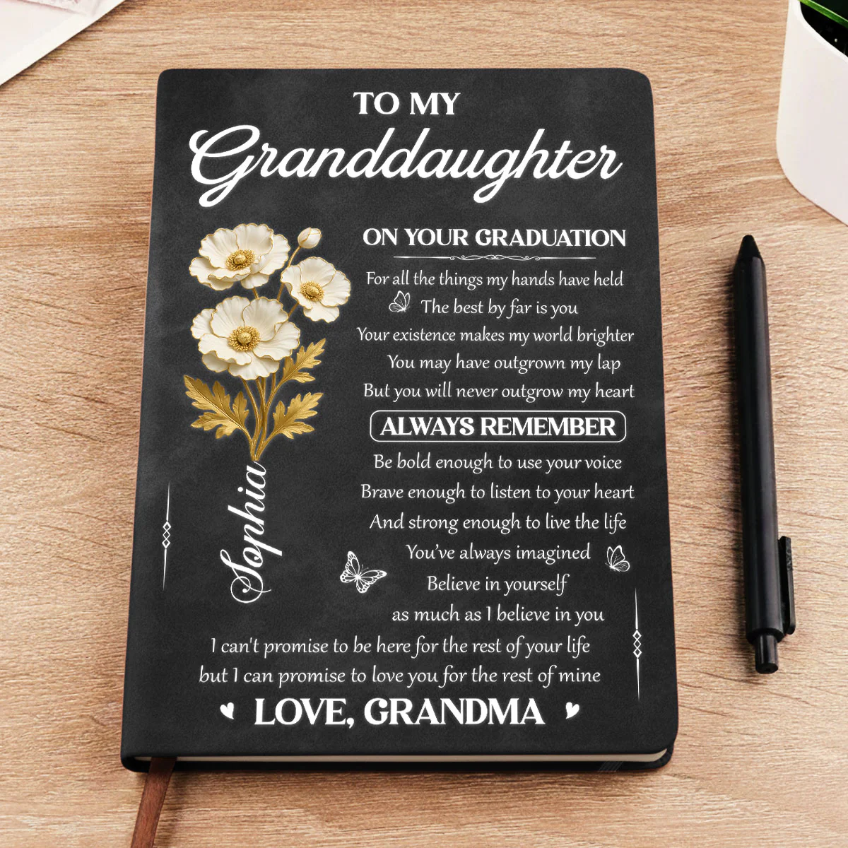 To My Granddaughter - Personalized Custom Leather Journal - Image 3