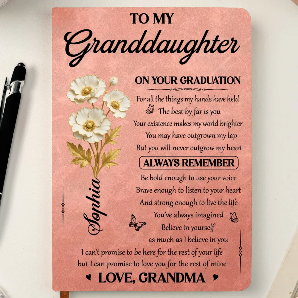 To My Granddaughter - Personalized Custom Leather Journal - Image 9