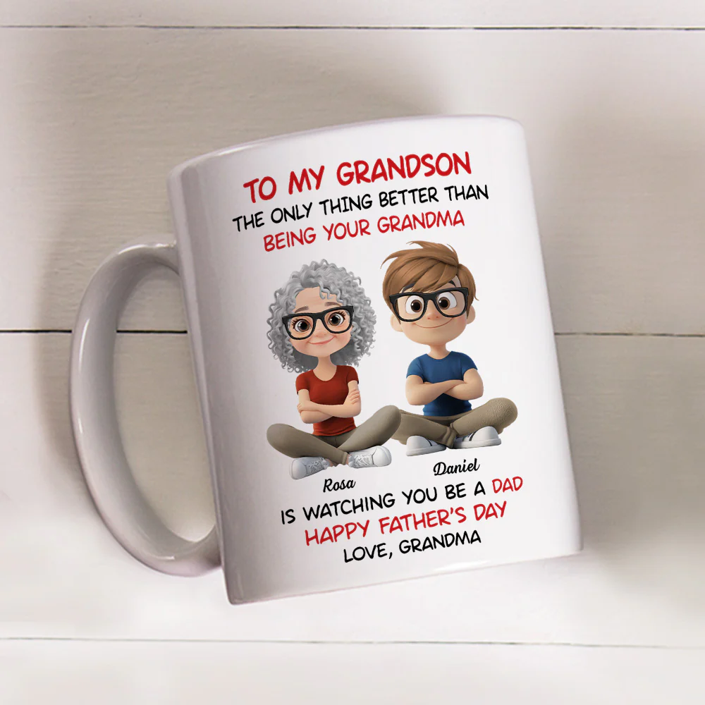 To My Grandson Cartoonize - Personalized Custom Coffee Mug - Image 5