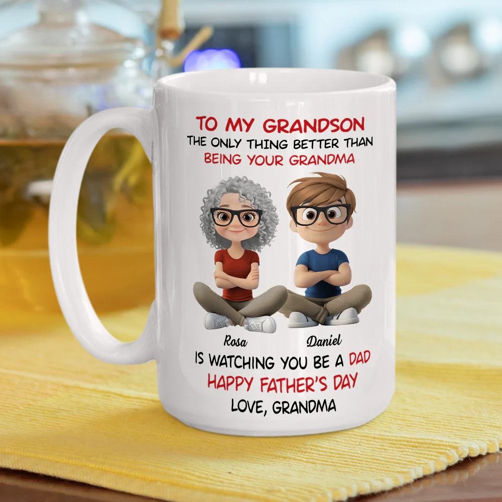 To My Grandson Cartoonize - Personalized Custom Coffee Mug - Image 6