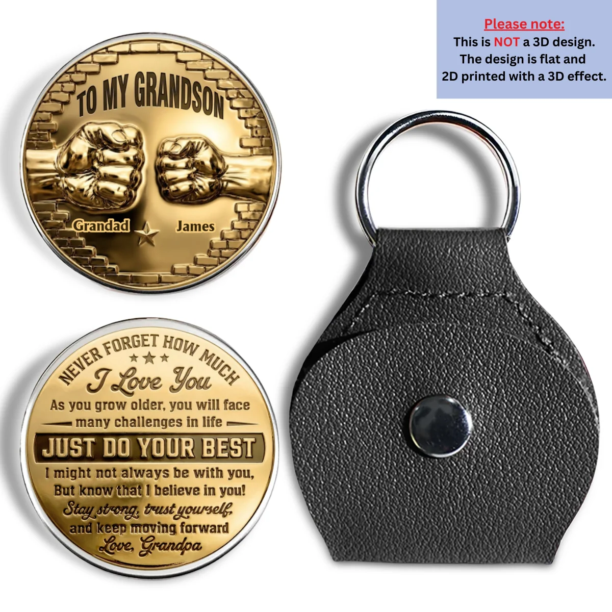To My Grandson I Believe In You Gold - Personalized Custom Pocket Hug - Image 7