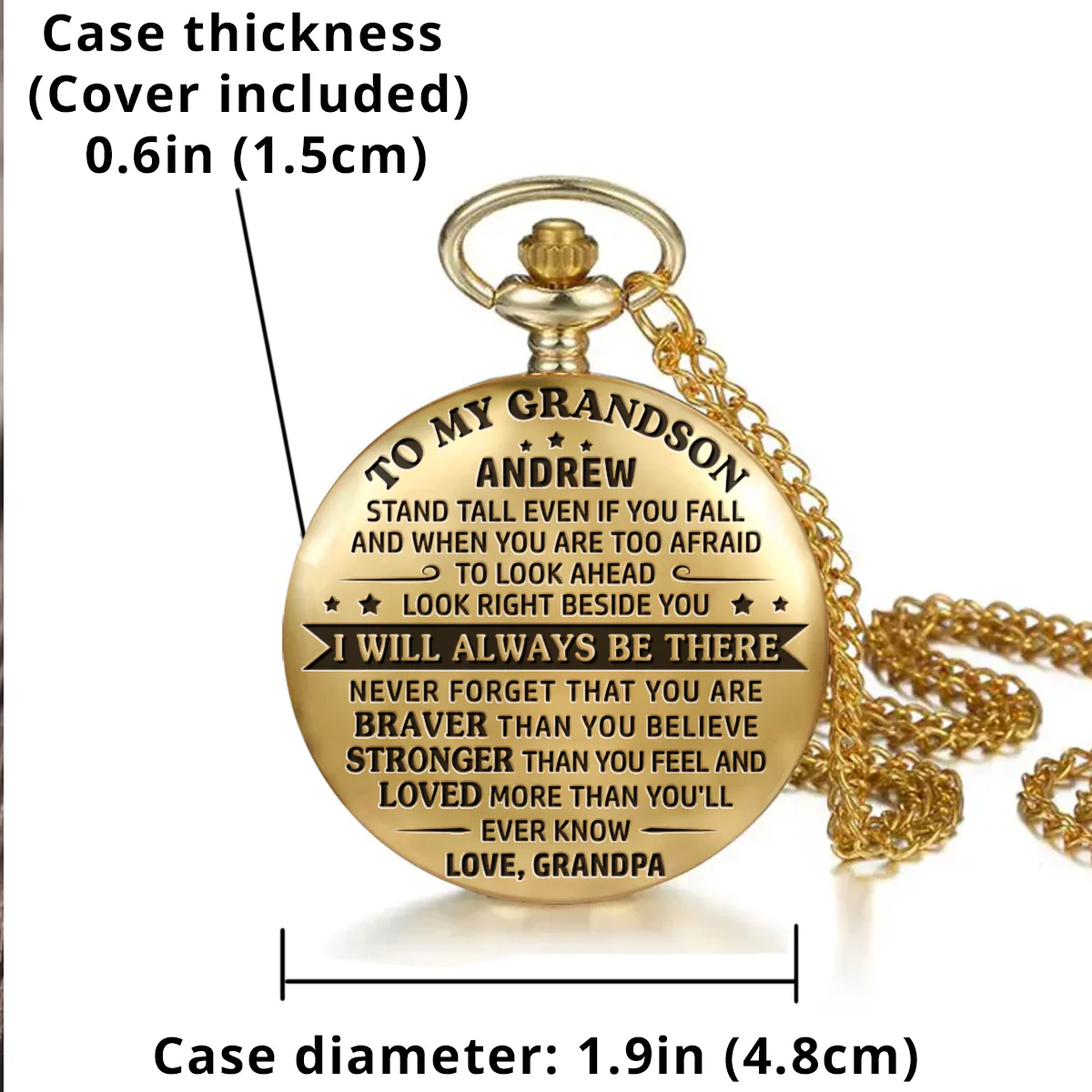 To My Grandson - I Will Always Be There - Personalized Custom Pocket Watch - Image 5