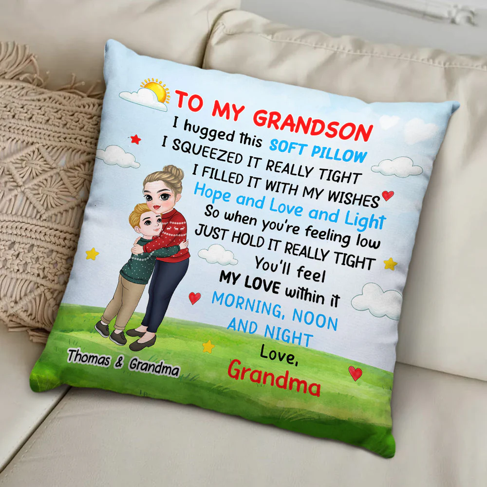 To My Grandson - Personalized Custom Pillow - Image 2
