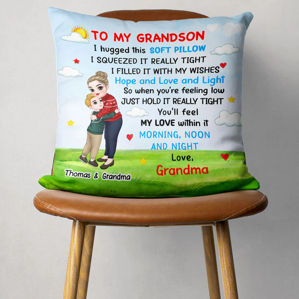 To My Grandson - Personalized Custom Pillow - Image 3