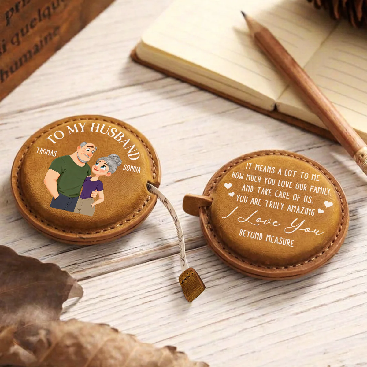 To My Husband - Personalized Custom Leather Tape Measure