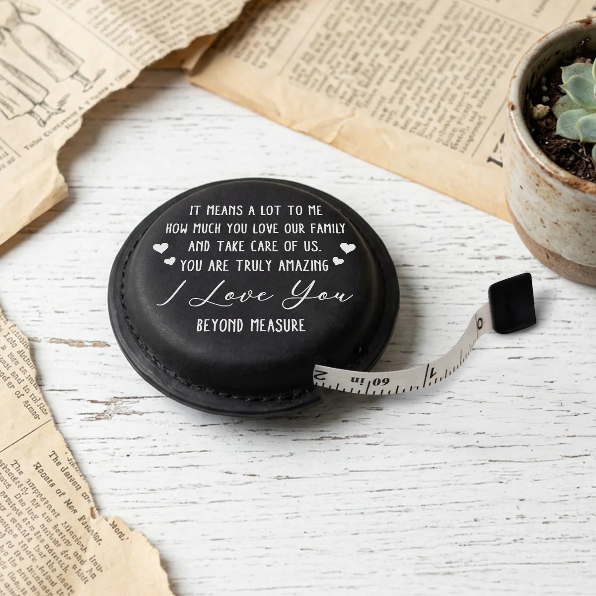 To My Husband - Personalized Custom Leather Tape Measure - Image 5