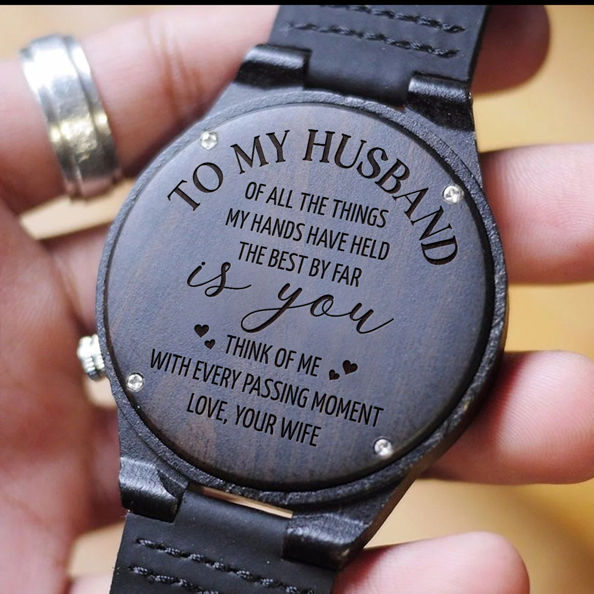 To My Husband - Personalized Custom Wood Watch - Image 2